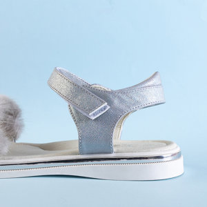 Silberne Kindersandalen mit Gufal-Ornamenten - Schuhe