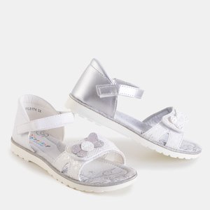 Silberne Kindersandalen mit Luisira-Schleife - Schuhe