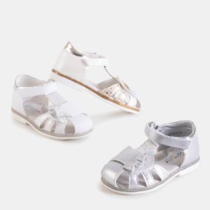 Silberne Kindersandalen mit Verzierungen Ansiel - Footwear