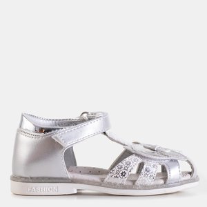 Silberne Kindersandalen mit Verzierungen Ansiel - Footwear