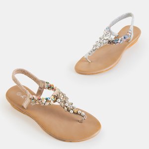 Silberne Sandalen mit Gortenzja-Ornamenten - Schuhe