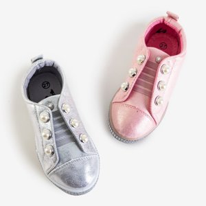 Silberner Kinder-Sneaker mit Perlen Merena - Schuhe