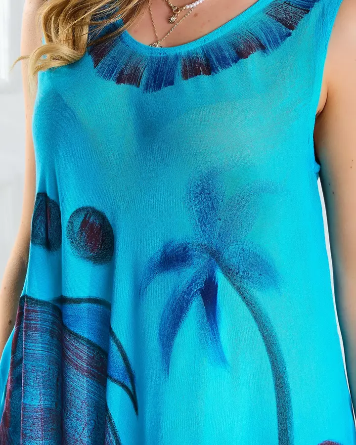 Strandblauer Kleid-Rock mit buntem Aufdruck - Kleidung