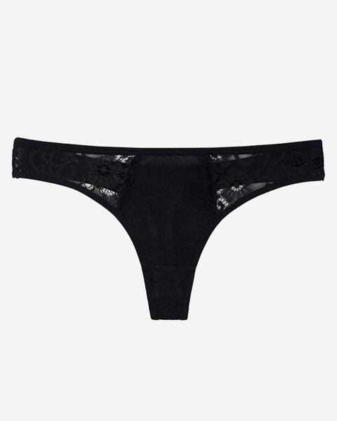 Tanga-Höschen aus schwarzer Spitze für Damen - Unterwäsche
