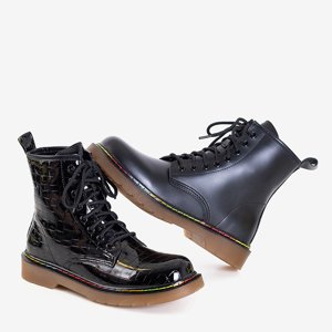 Teona schwarz matt geschnürte Arbeiterinnen - Schuhe
