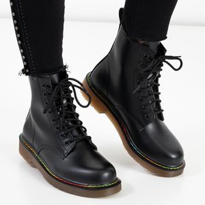 Teona schwarz matt geschnürte Arbeiterinnen - Schuhe