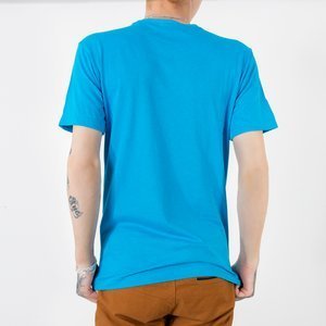 Türkisfarbenes Baumwoll-T-Shirt mit Aufdruck - Kleidung