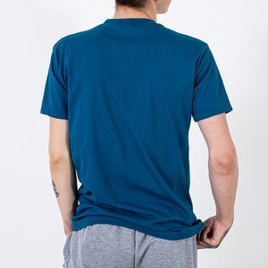 Türkisfarbenes Herren-T-Shirt aus Baumwolle mit Aufdruck - Kleidung