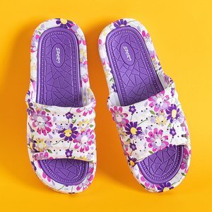 Violette Gummipantoffeln mit Blumen Leda - Footwear