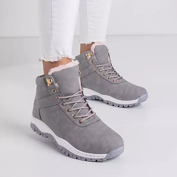 Warme Damenstiefel in grauer Filig-Farbe - Schuhe