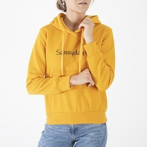 Warmes gelbes Damen-Sweatshirt mit der Aufschrift - Kleidung