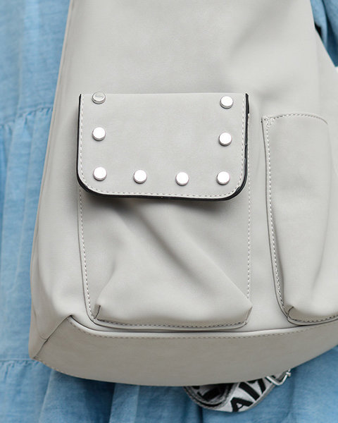 Weiche Einkaufstasche aus mattem Kunstleder in grauer Farbe - Accessoires