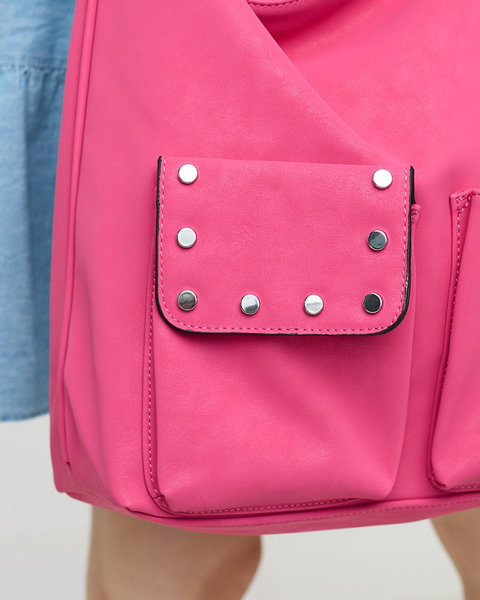 Weiche Einkaufstasche aus mattem Kunstleder in rosa Farbe - Accessoires