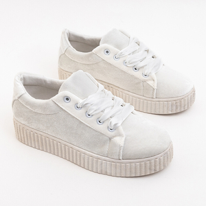Weiß Damen Plateau-Sneakers aus Velours Itoda - Schuhe