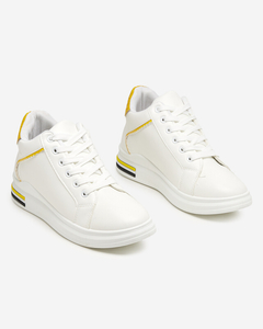 Weiß-gelber Damen-Sneaker mit verstecktem Keilabsatz Uksy - Footwear