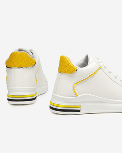 Weiß-gelber Damen-Sneaker mit verstecktem Keilabsatz Uksy - Footwear