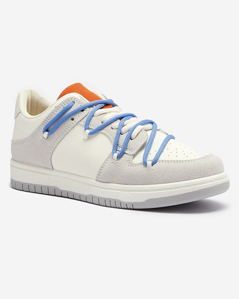Weiß-graue Damen-Sport-Sneakers mit blauen Schnürsenkeln Olierinc - Schuhe