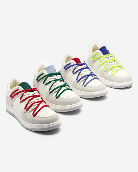 Weiß-graue Damen-Sport-Sneakers mit neonfarbenen Schnürsenkeln Olierinc - Schuhe