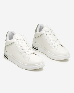 Weiß-grüner Damen-Sneaker mit verstecktem Keilabsatz Uksy - Footwear