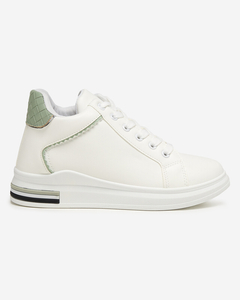 Weiß-grüner Damen-Sneaker mit verstecktem Keilabsatz Uksy - Footwear