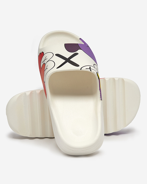 Weiße Damen-Gummihausschuhe mit Pfizz-Aufdruck - Schuhe
