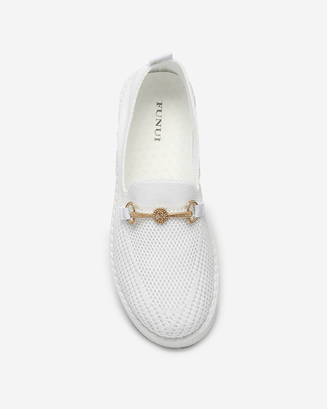 Weiße Damen-Slipper mit goldener Verzierung Enelida - Footwear
