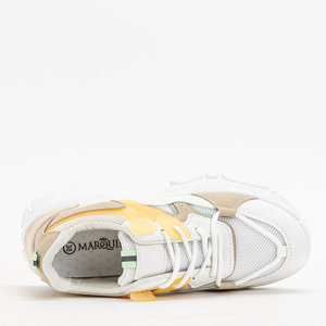 Weiße Damen-Sneaker mit beigen Goya-Elementen - Schuhe