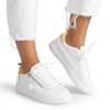 Weiße Damen-Sneaker mit gelben Schlangenhaut-Einsätzen Lotine - Footwear
