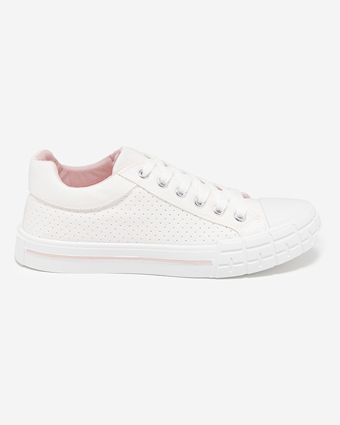 Weiße Damen-Sneaker mit rosa Streifen Sols- Footwear