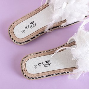 Weiße Damenhausschuhe mit Blume Massima - Schuhe