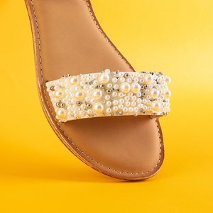 Weiße Damensandalen mit Rosiea-Perlen - Schuhe