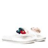 Weiße Flip-Flops mit dekorativen Novia-Blüten - Schuhe 1