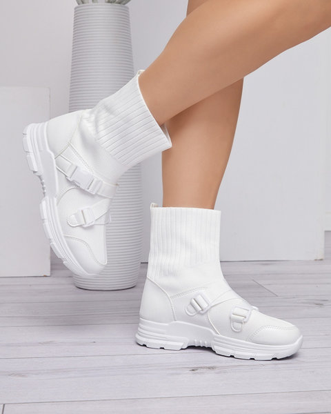 Weiße High-Top-Sneaker für Damen mit Cerini-Verzierung - Schuhe