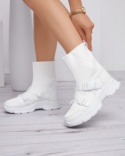Weiße High-Top-Sneaker für Damen mit Cerini-Verzierung - Schuhe