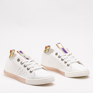 Weiße Kowen Sneakers mit roségoldener Einlage - Schuhe