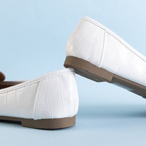 Weiße Loafer für Damen mit Satoko-Prägung - Schuhe