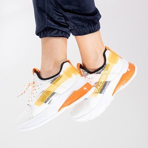 Weiße Sport-Sneaker für Damen mit orangefarbenen Tadea-Einsätzen - Schuhe