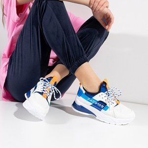 Weiße Sportschuhe für Damen mit blauen Einsätzen Tadea - Footwear