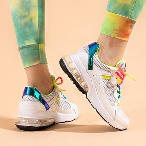 Weiße Sportschuhe für Damen mit blauen Nelini-Einsätzen - Schuhe