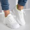 Weiße Turnschuhe für Damen mit neongelbem Einsatz von Boomshom - Footwear