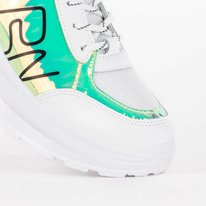 Weiße und grüne Sportschuhe für Damen Holorico - Schuhe