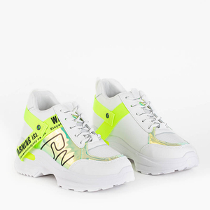 Weiße und grüne Sportschuhe für Damen Holorico - Schuhe
