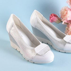Weiße und silberne Keilpumps für Damen Noemia - Schuhe