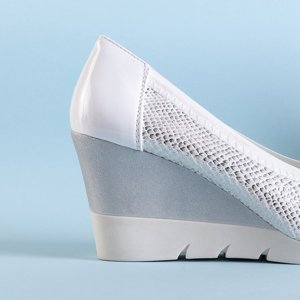 Weiße und silberne Keilpumps für Damen Noemia - Schuhe