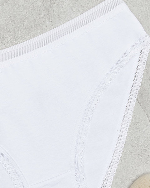 Weißer Damen-Slip aus Baumwolle mit Spitze - Unterwäsche