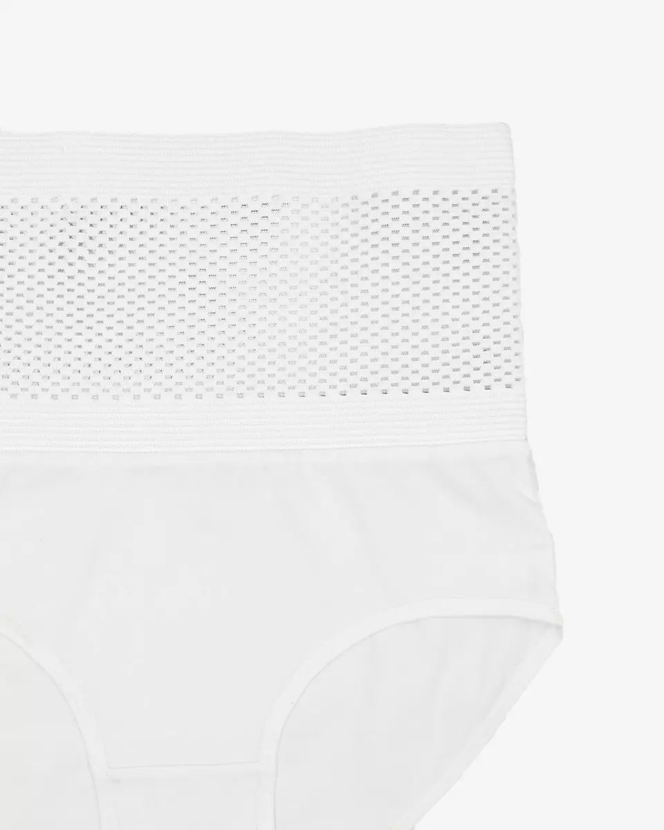 Weißer Damen-Slip mit hoher Taille und leichter Formung - Unterwäsche