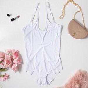 Weißer Damenbodysuit mit transparentem Einsatz - Unterwäsche
