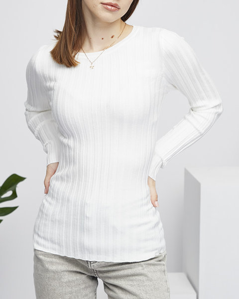 Weißer Damenpullover mit Rundhalsausschnitt - Bekleidung