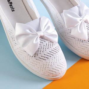 Weißer durchbrochener Slip für Frauen - er mit Schleife Azaria - Schuhe