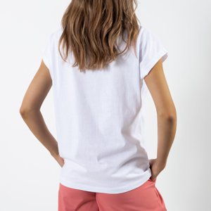Weißes Baumwoll-T-Shirt für Damen mit Aufdruck - Kleidung